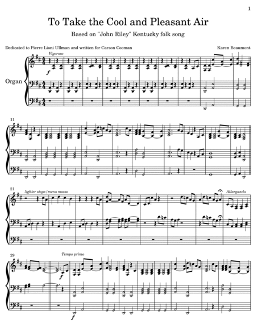 To Take the Cool and Pleasant Air To Take the Cool and Pleasant Air Organ Solo scores gallery preview page 2