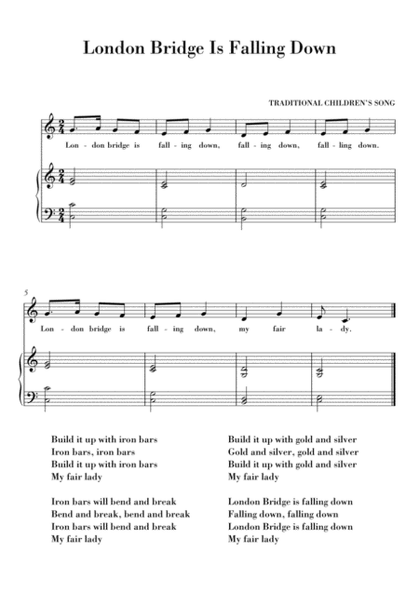 London Bridge Piano & Keyboard (Easy Beginner) with lyrics to sing along image number null