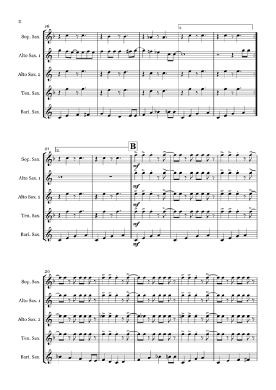 Rock Around The Clock Saxophone Quintet scores gallery preview page 2