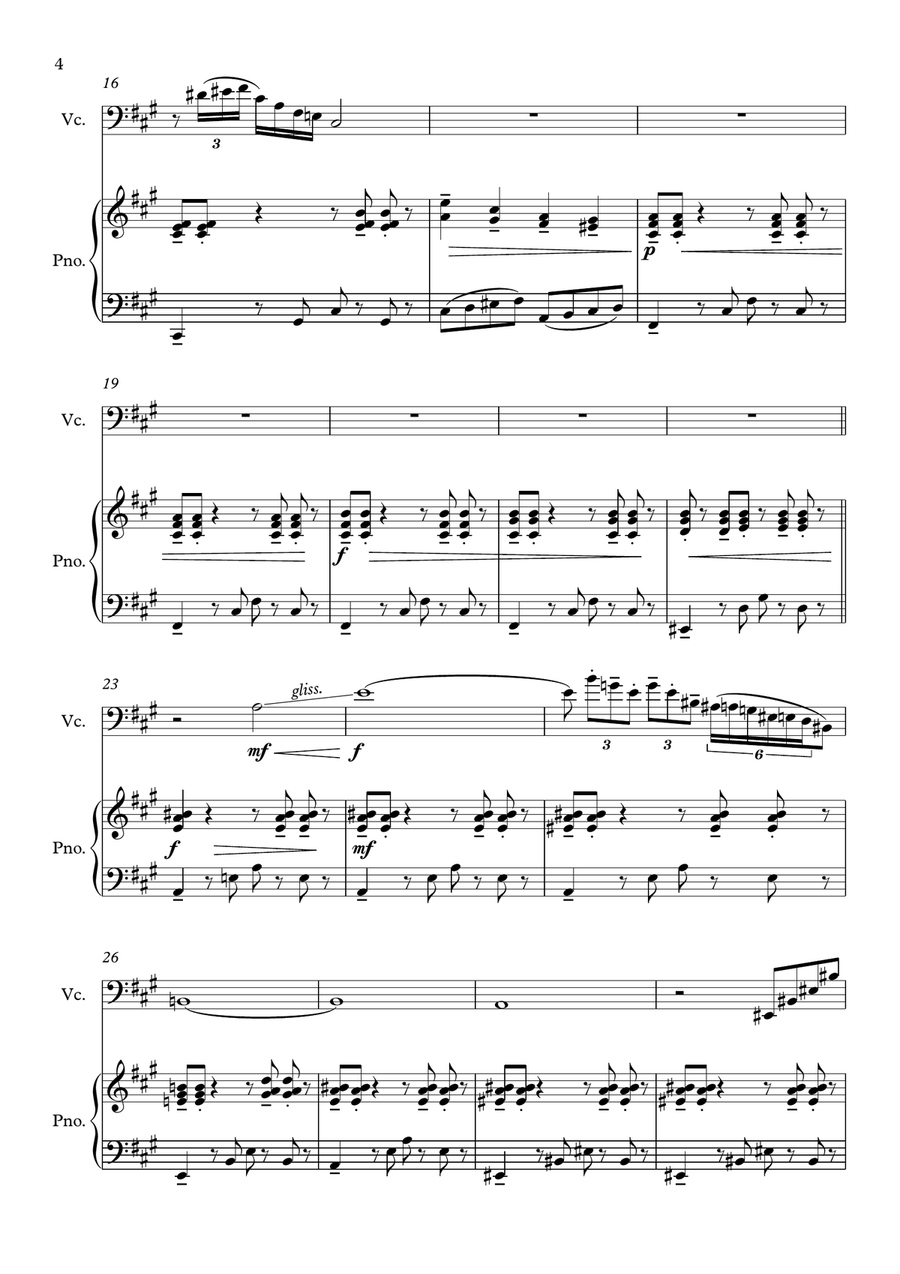 Sultry Nights (Cello) Piano scores gallery preview page 4