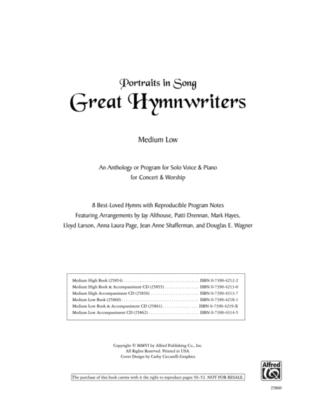 Great Hymn Writers (Portraits in Song) - Medium Low image number null