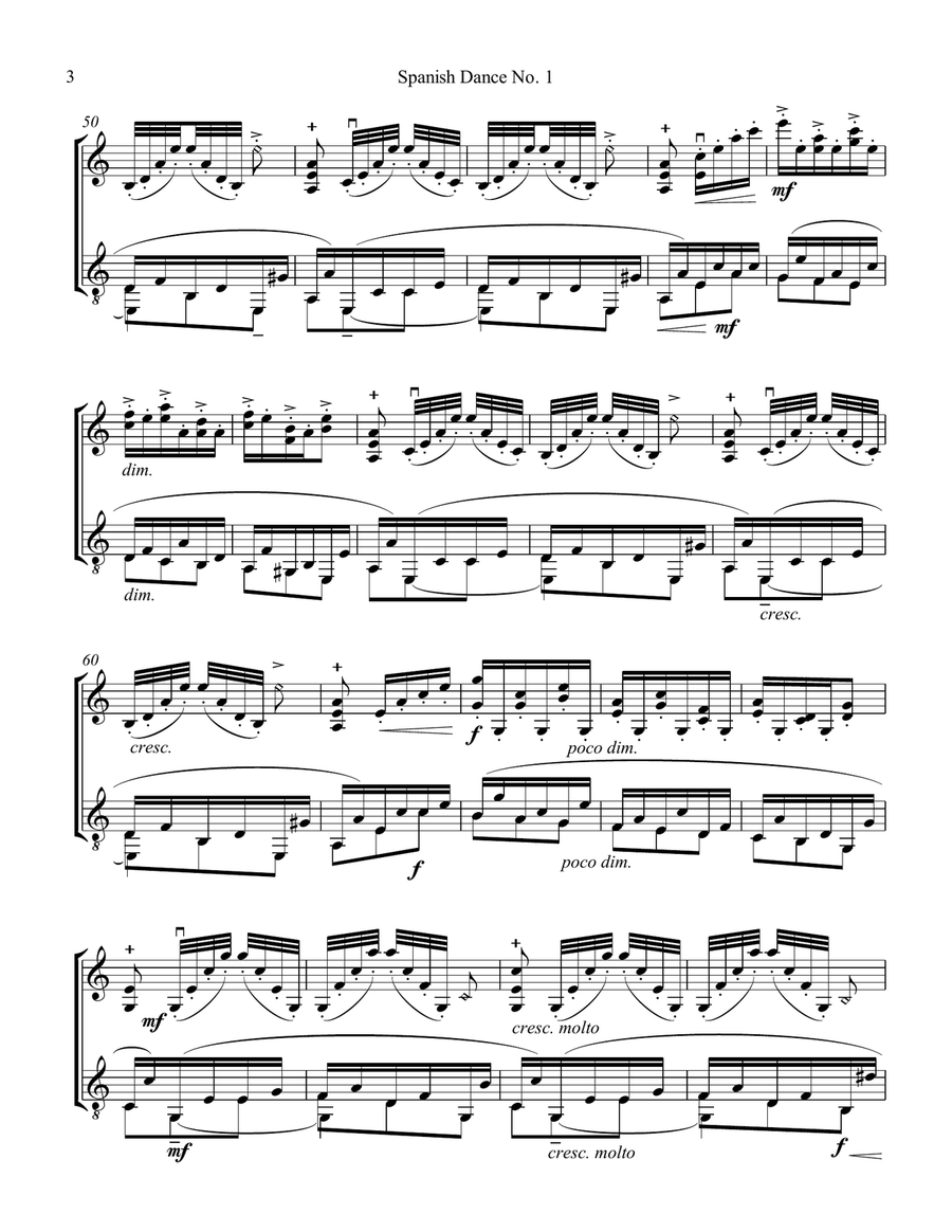 Spanish Dance No. 1, Danza from La vida breve for violin and guitar String Duet scores gallery preview page 4