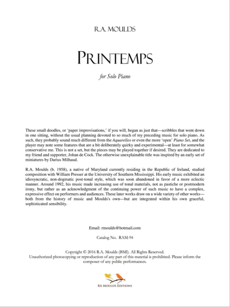 Printemps (Op. 94, 2016) Piano Solo scores gallery preview page 4