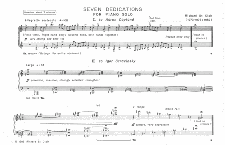 Seven Dedications for Piano Solo (c.1989) image number null