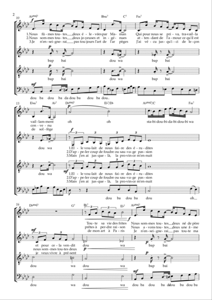 Chanson Des Jumelles 4-Part scores gallery preview page 2