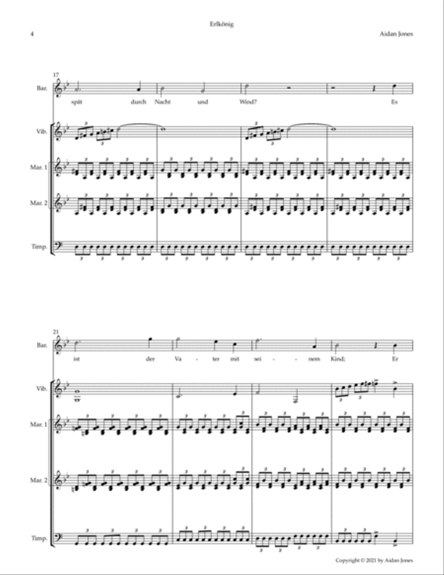 Schubert's Erlkönig (Arranged for Solo Baritone and Multiple Percussion) Percussion Ensemble scores gallery preview page 4
