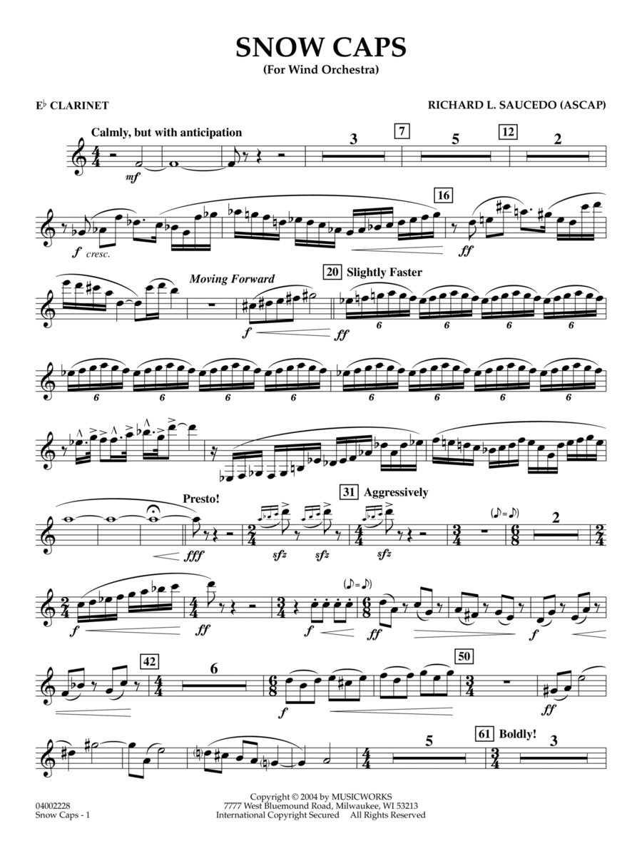 Snow Caps - Eb Clarinet Snow Caps - Eb Clarinet E-Flat Clarinet scores gallery preview page 1