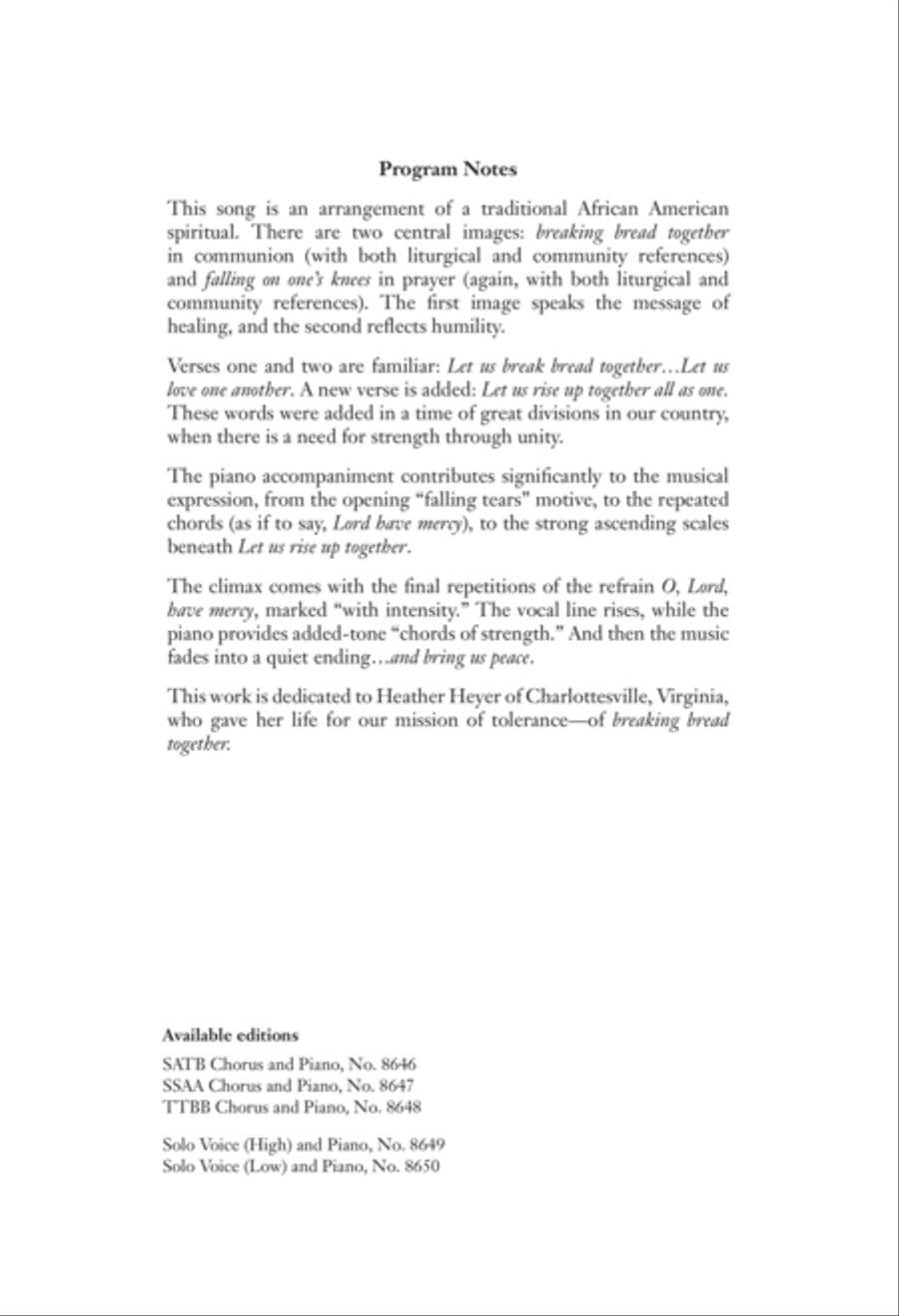 Let Us Break Bread Together TTBB scores gallery preview page 2