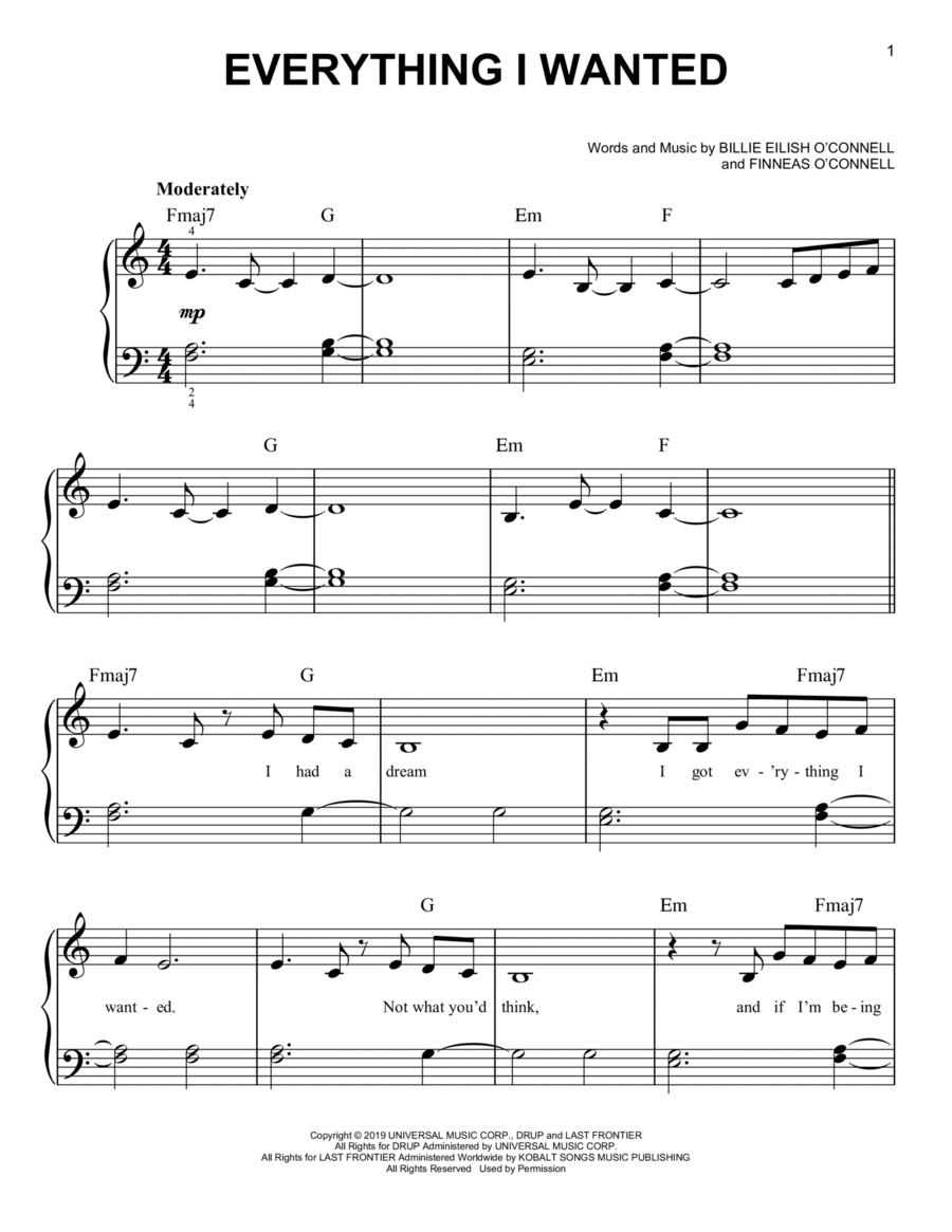 everything i wanted everything i wanted Easy Piano scores gallery preview page 1