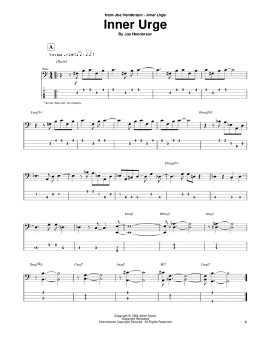 Inner Urge Guitar Tablature scores gallery preview page 1