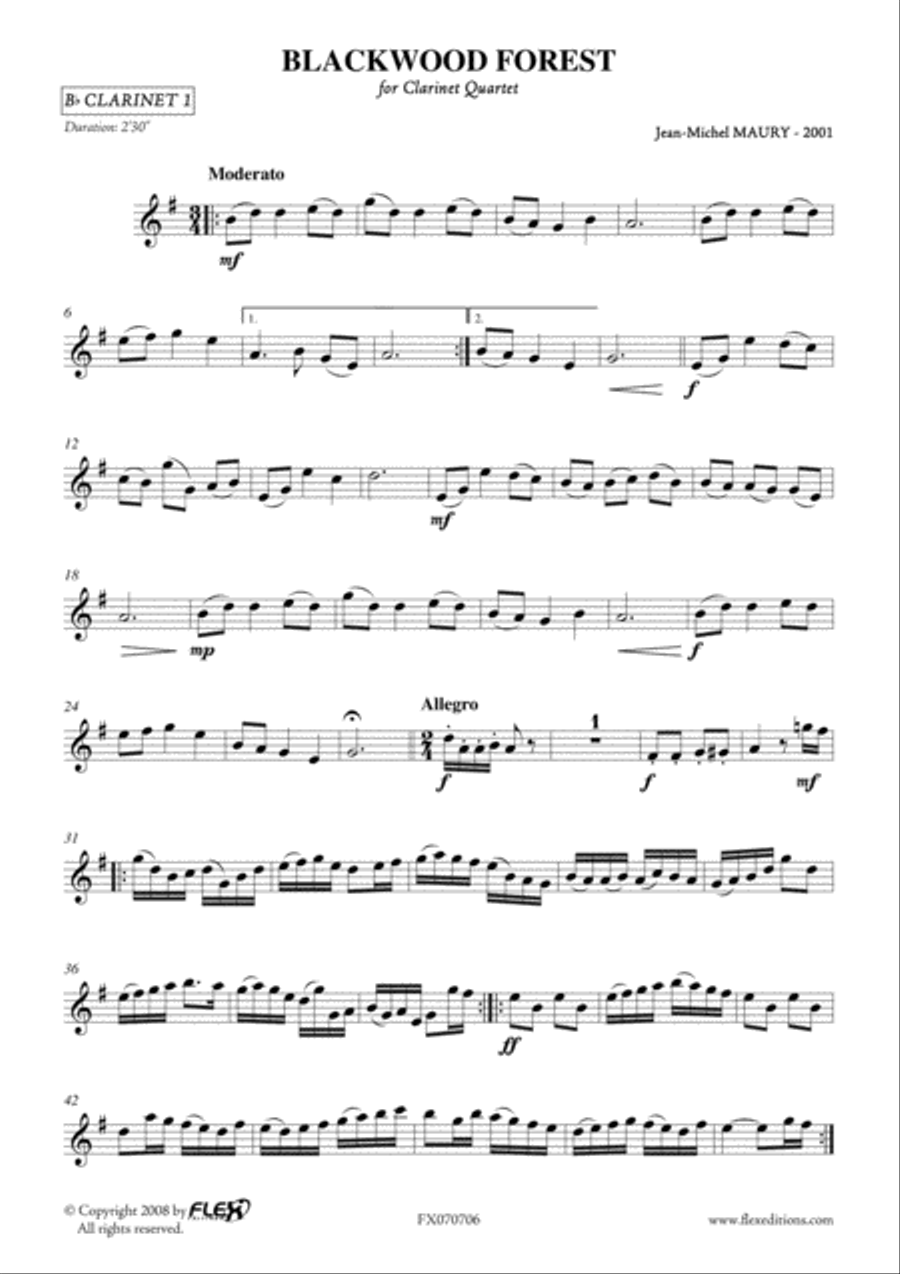Blackwood Forest Blackwood Forest Clarinet Quartet scores gallery preview page 5