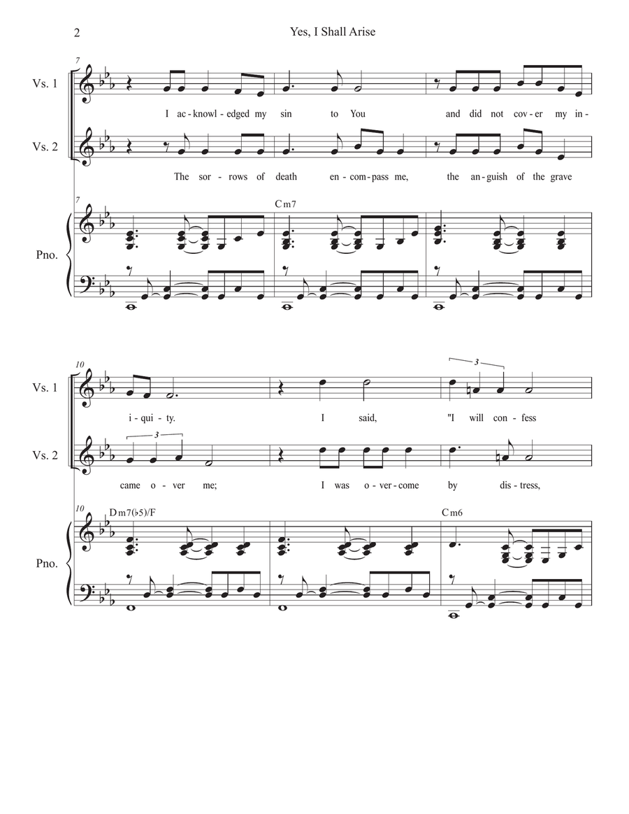 Yes, I Shall Arise (Unison choir) Unison Choir scores gallery preview page 2