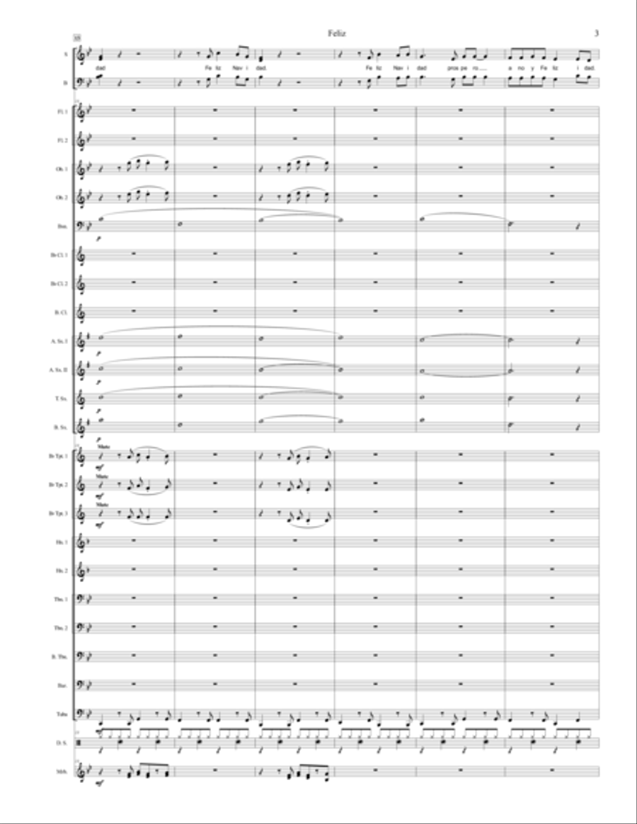 Feliz Navidad Concert Band scores gallery preview page 3