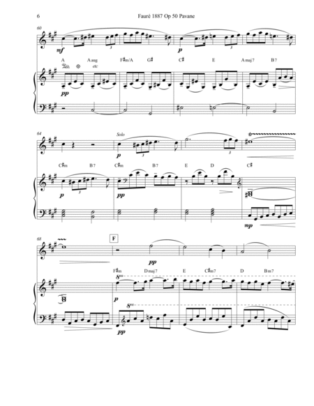 Fauré 1887 Op 50 Pavane Flute or Alto Flute Solo