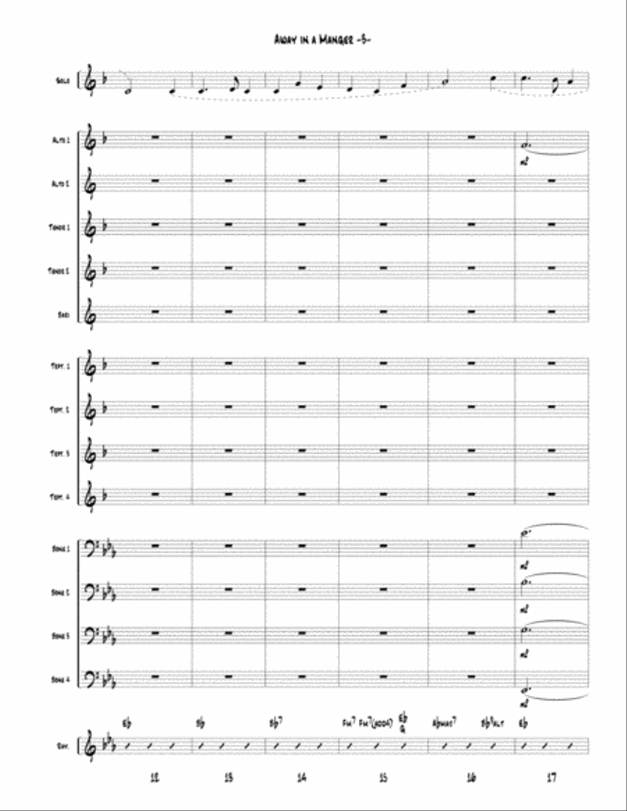 Away In a Manger for Little Big Band up to Full Big Band Jazz Ensemble scores gallery preview page 3