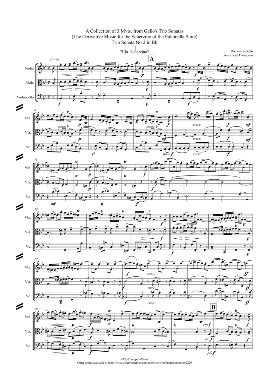 Gallo: 3 movts. from 2 Trio Sonatas (orig keys) (