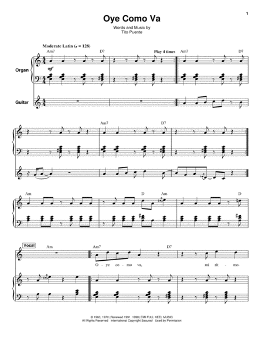 Oye Como Va Piano scores gallery preview page 1