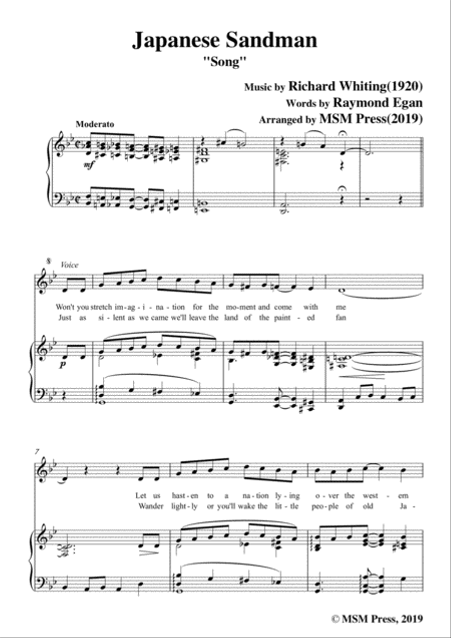 Richard Whiting-Japanese Sandman,in g minor,for Voice and Piano Voice Solo scores gallery preview page 3