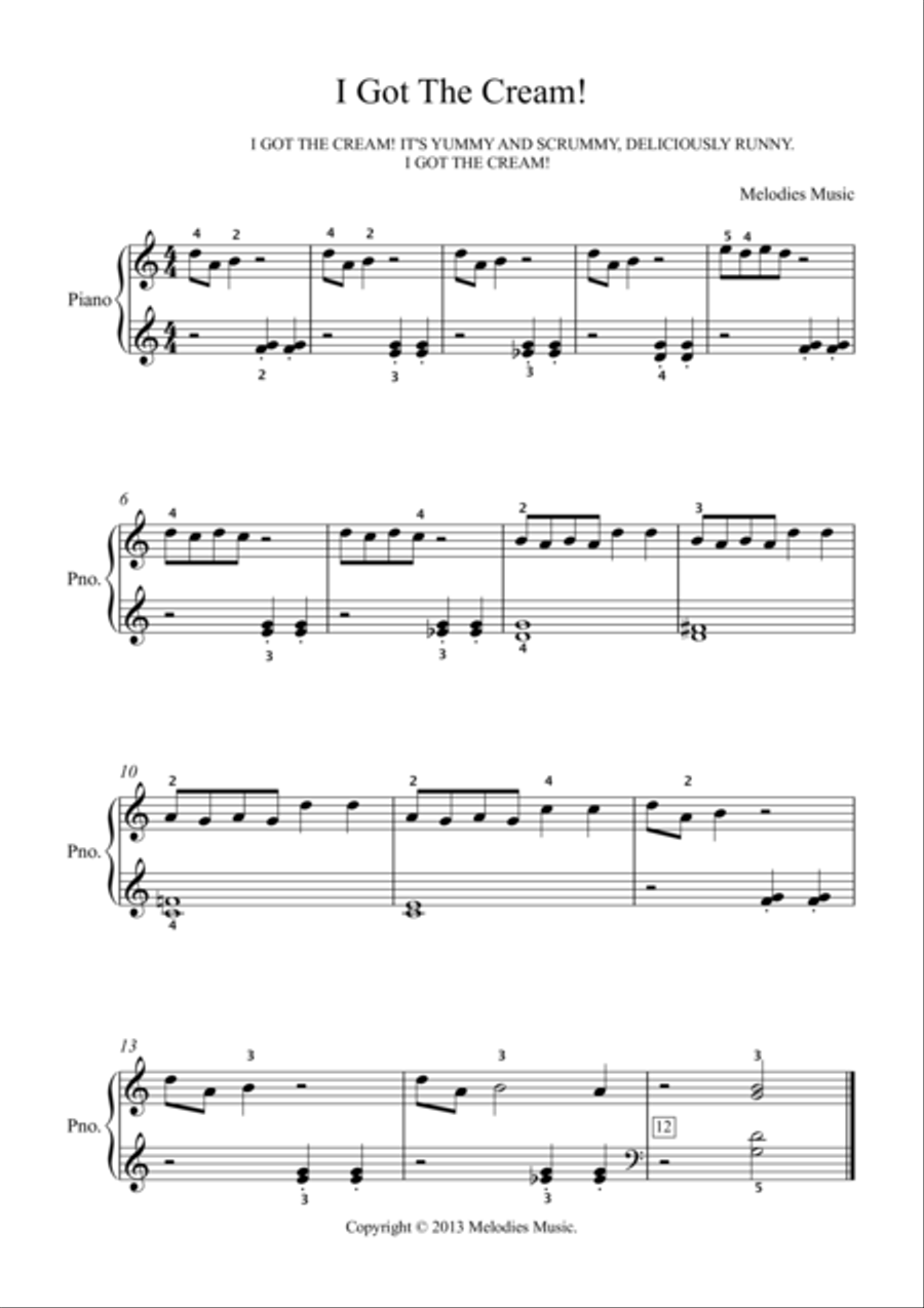 I GOT THE CREAM! I GOT THE CREAM! Piano Solo scores gallery preview page 1