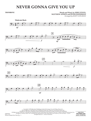 Book cover for Never Gonna Give You Up (arr. Matt Conaway) - Trombone
