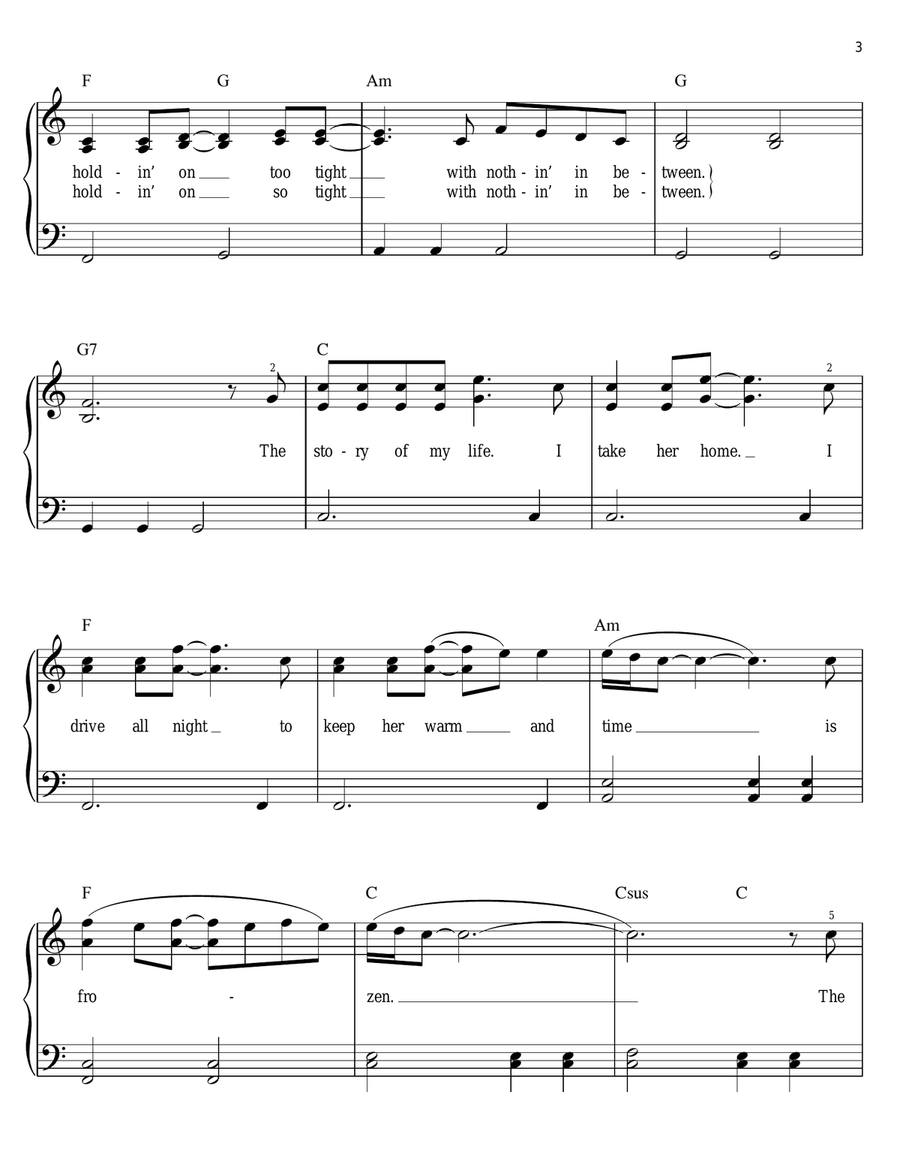 Story Of My Life Story Of My Life Easy Piano scores gallery preview page 3