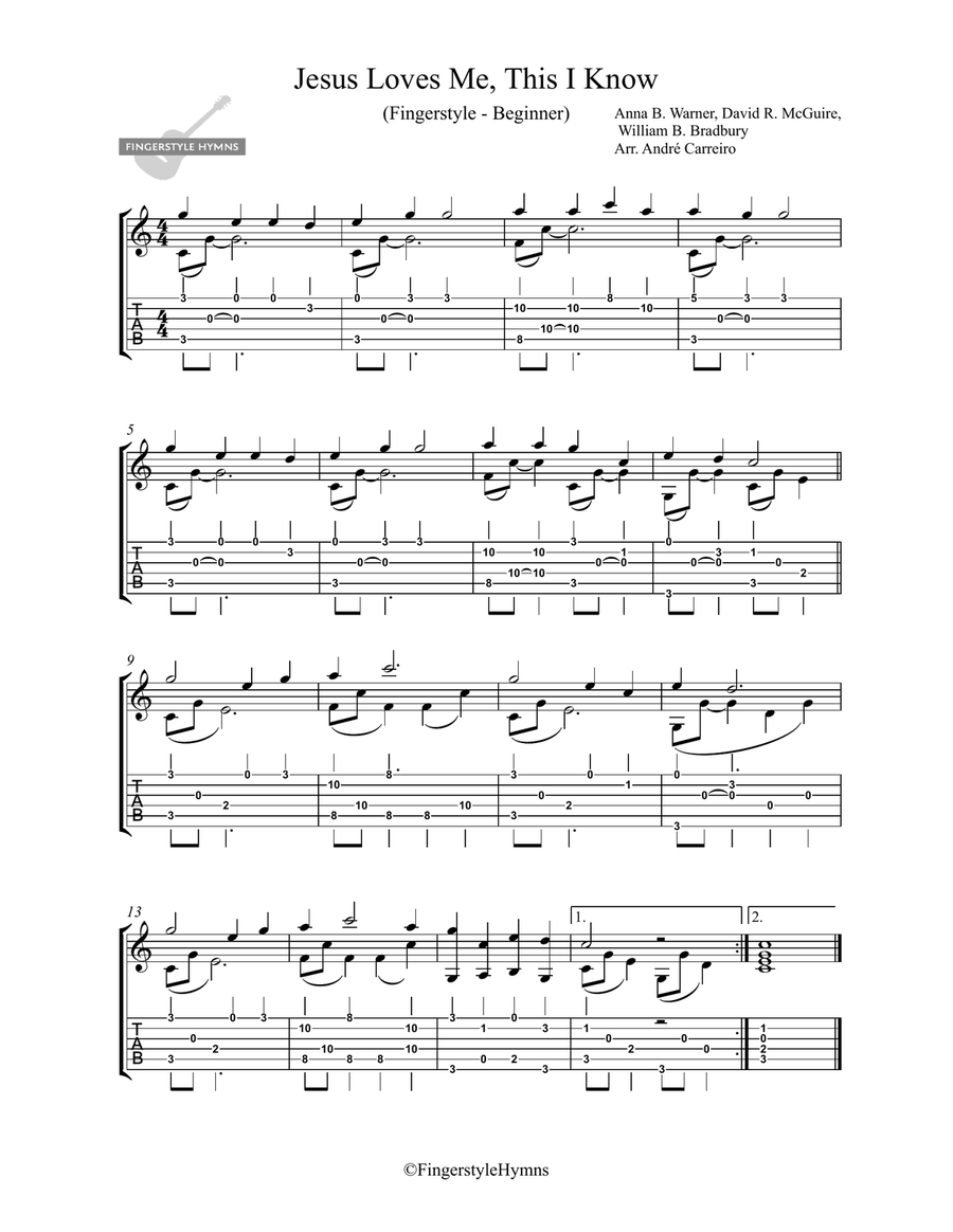 Book cover for Jesus Loves Me, This I Know - Fingerstyle Guitar (Beginner)