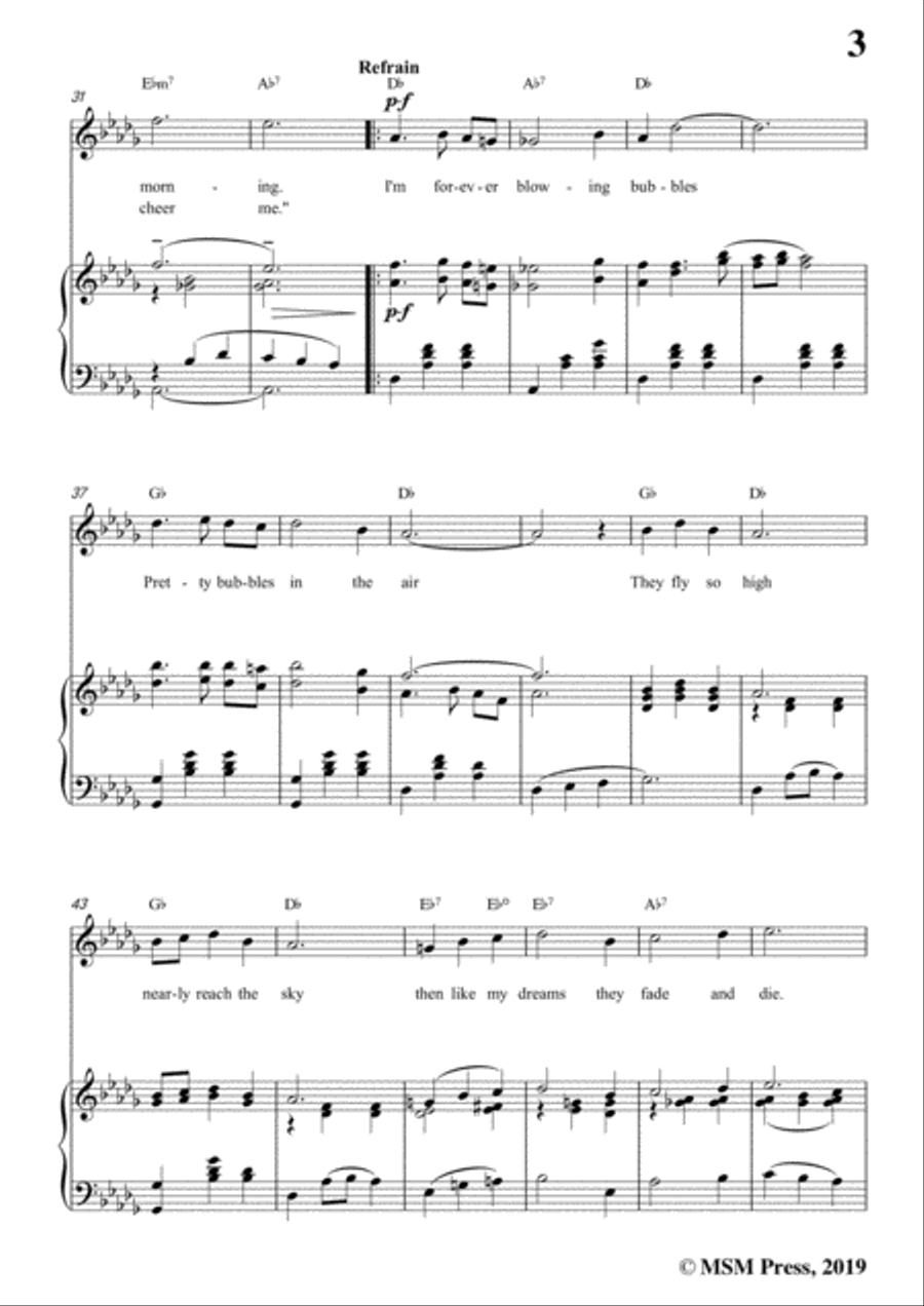John W. Kellette-I'm Forever Blowing Bubbles,in D Major,for Voice&Piano Voice scores gallery preview page 5