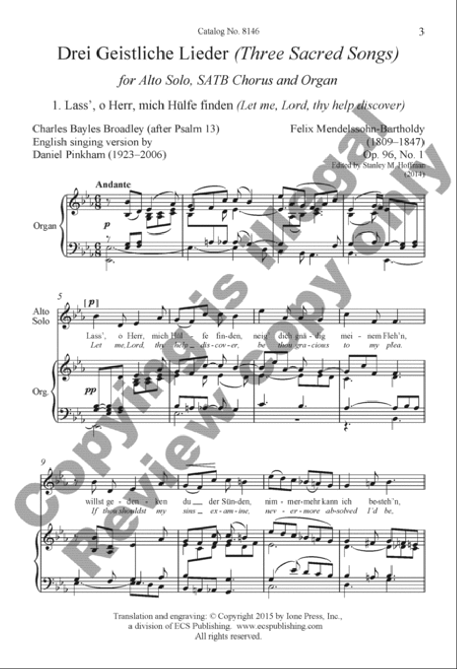 Drei Geistliche Lieder (Three Sacred Songs) 4-Part scores gallery preview page 22