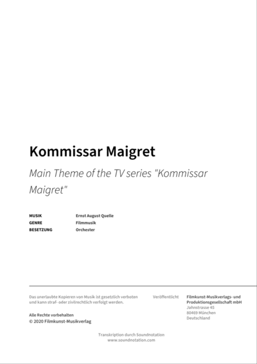 Kommissar Maigret Kommissar Maigret Orchestra scores gallery preview page 2