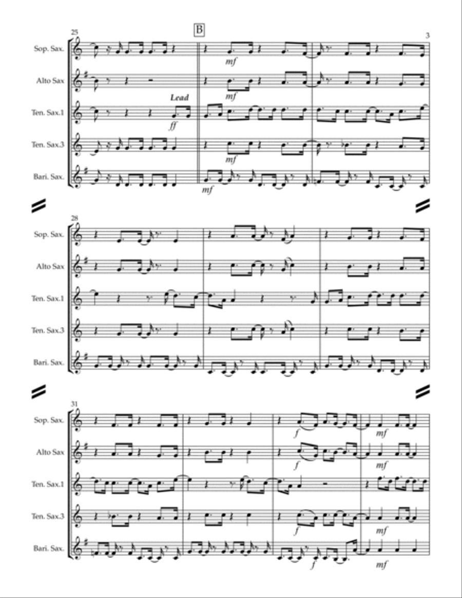 Build Me Up, Buttercup Saxophone Quintet scores gallery preview page 4