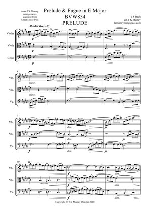 Bach - Prelude & Fugue in E Major BWV854- String Trio ( Violin, Viola, Cello )