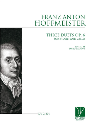 Book cover for Three Duets op. 6, for Violin and Cello