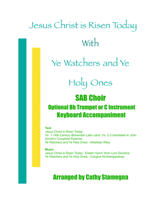 Book cover for Jesus Christ is Risen Today with Ye Watchers and Ye Holy Ones (SAB, Acc., Opt. Bb Tpt. or C Instr.)