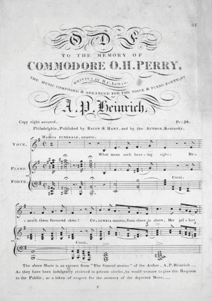 (1) Ode to the Memory of Commodore O.H. Perry, with (2) Epitome