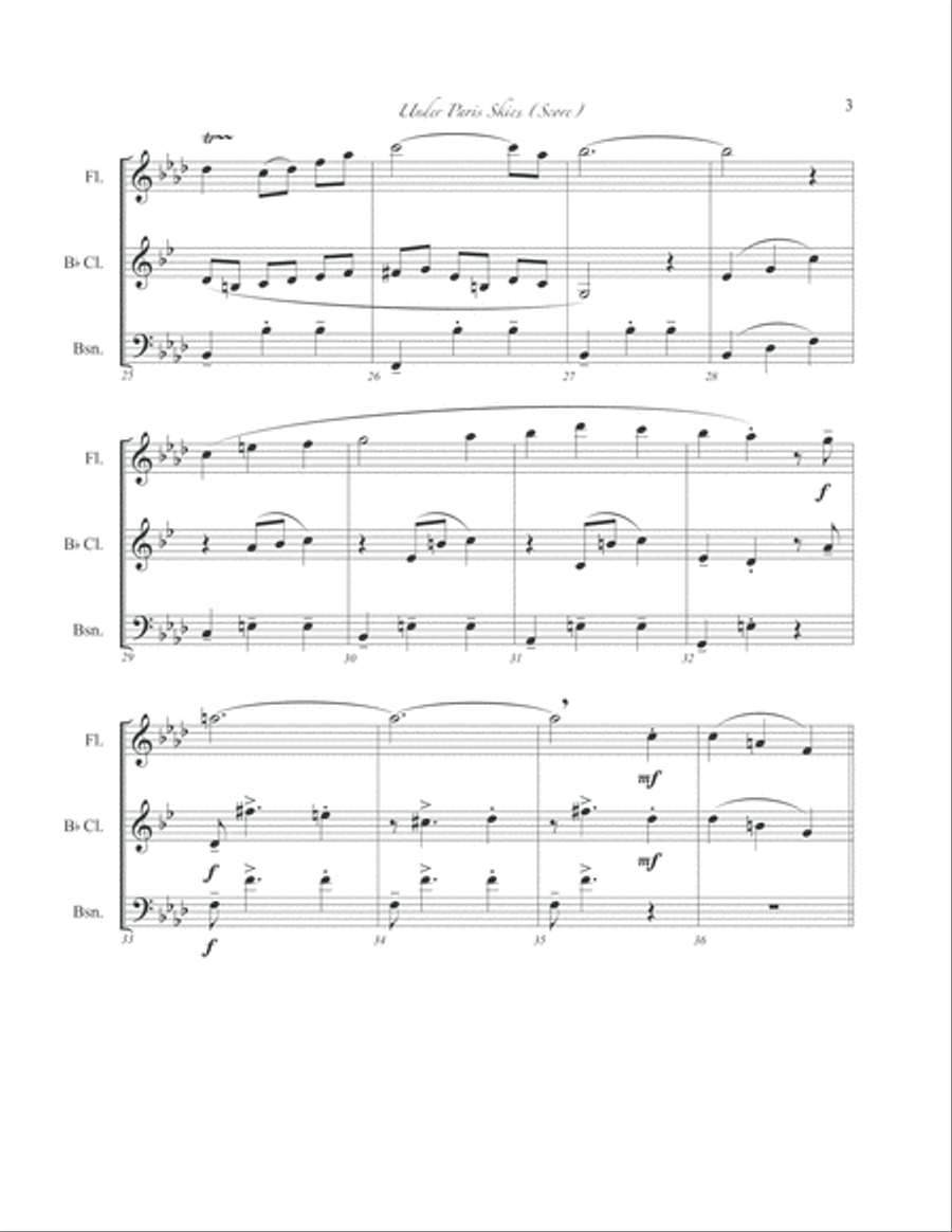 Under Paris Skies Woodwind Trio scores gallery preview page 4
