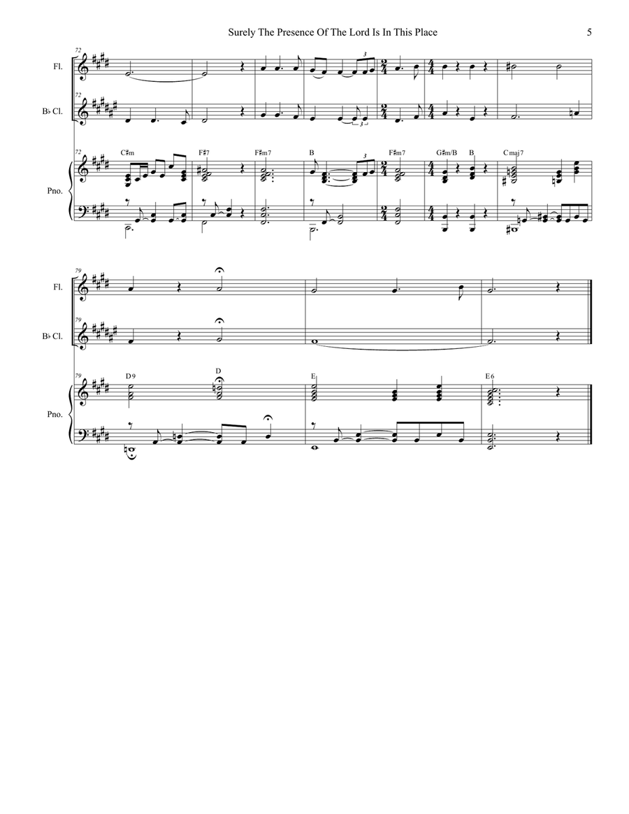 Surely The Presence Of The Lord Is In This Place Woodwind Duet scores gallery preview page 5
