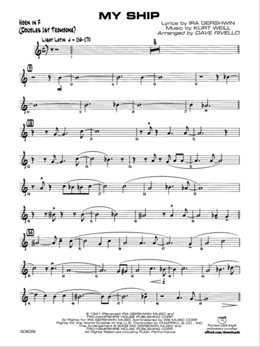 My Ship: 1st F Horn Jazz Ensemble scores gallery preview page 1