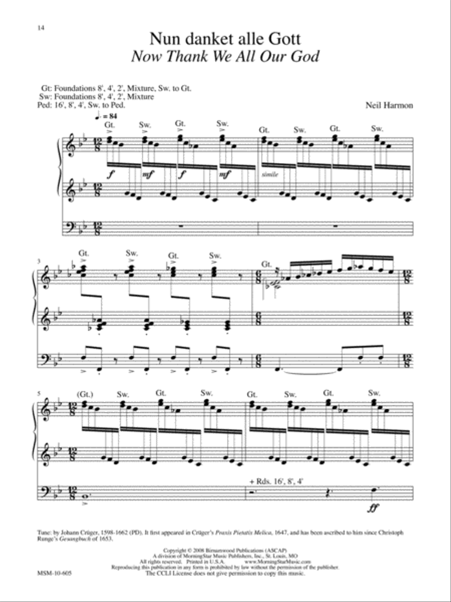 We Gather Together Four Thanksgiving Hymn Settings for Organ Organ Solo scores gallery preview page 6
