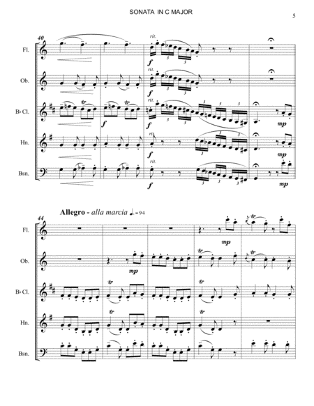 Domenico Scarlatti, SONATA IN C MAJOR, (K.169) for Woodwind Quintet, Arr. Francis Osentowski image number null