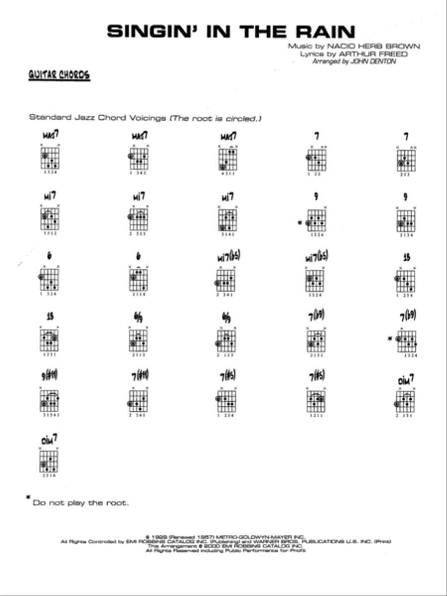 Singin' in the Rain: Guitar Chords Jazz Ensemble scores gallery preview page 1