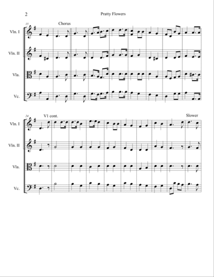 Pratty Flowers (Holmfirth Anthem) String Quartet scores gallery preview page 2
