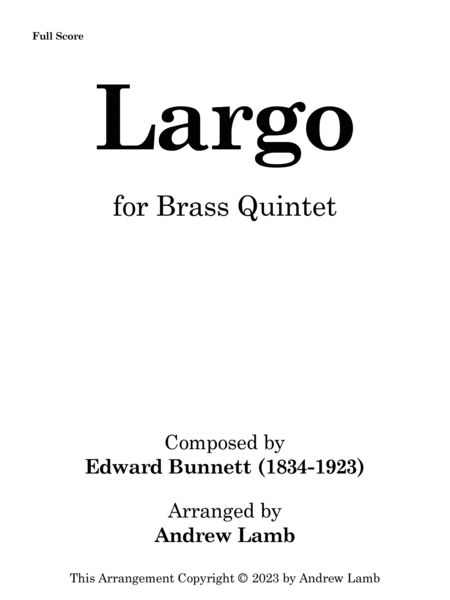 Largo (by Edward Bunnett, arr. for Brass Quintet) image number null