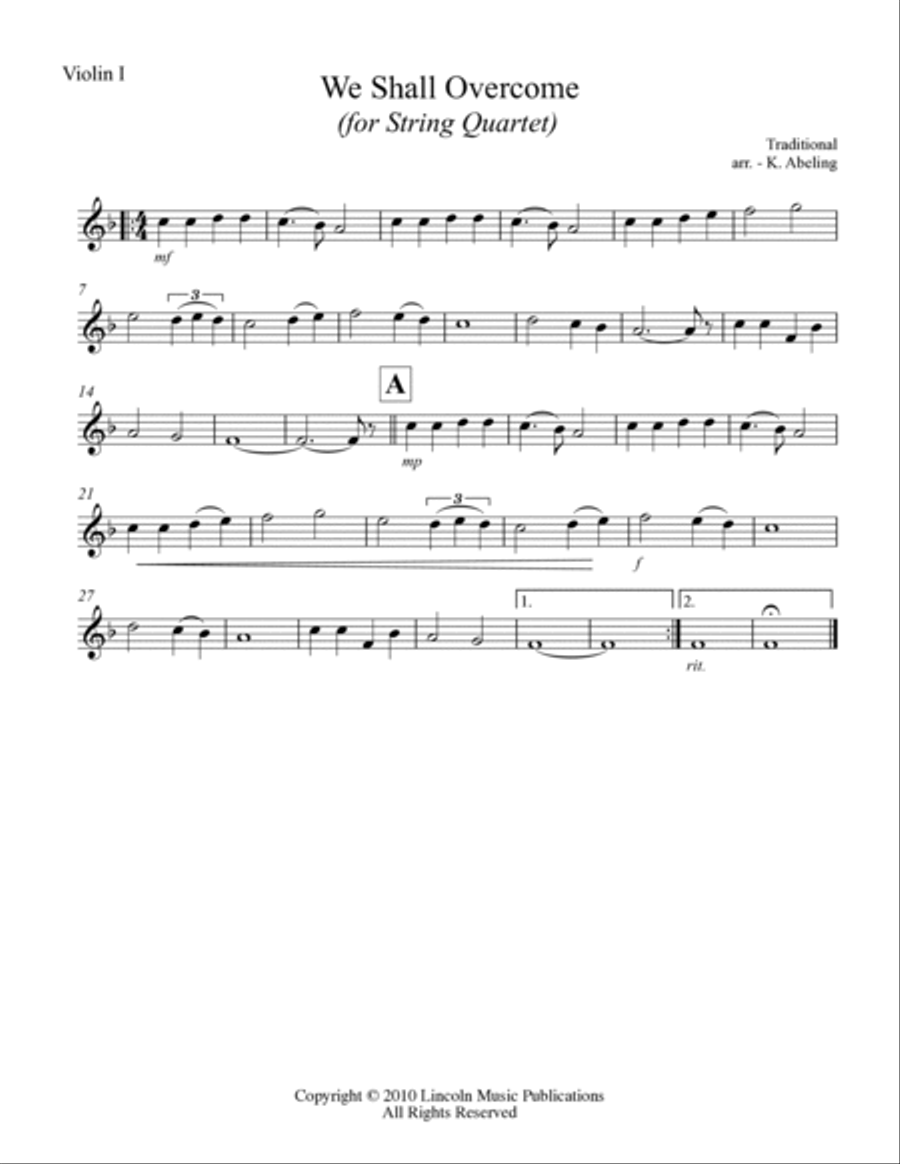 We Shall Overcome (for String Quartet) String Quartet scores gallery preview page 4