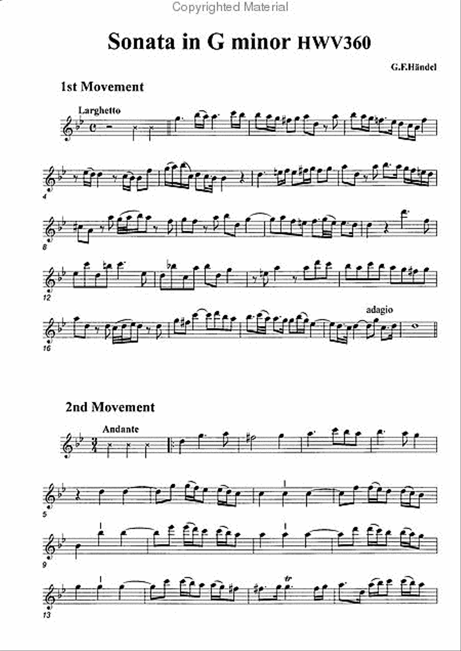 Sonata in G minor HWV360 Alto Recorder scores gallery preview page 2
