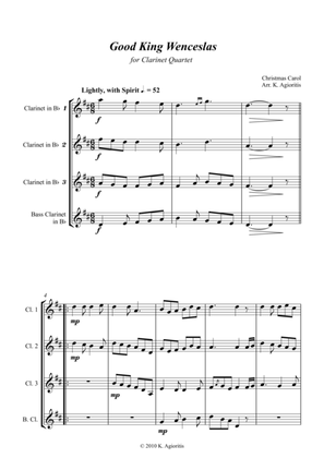 Book cover for Good King Wenceslas - for Clarinet Quartet