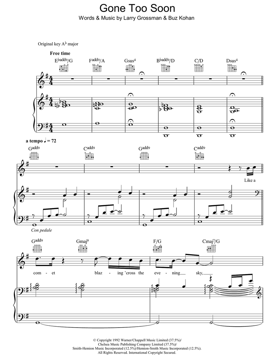 Gone Too Soon Acoustic Guitar scores gallery preview page 1
