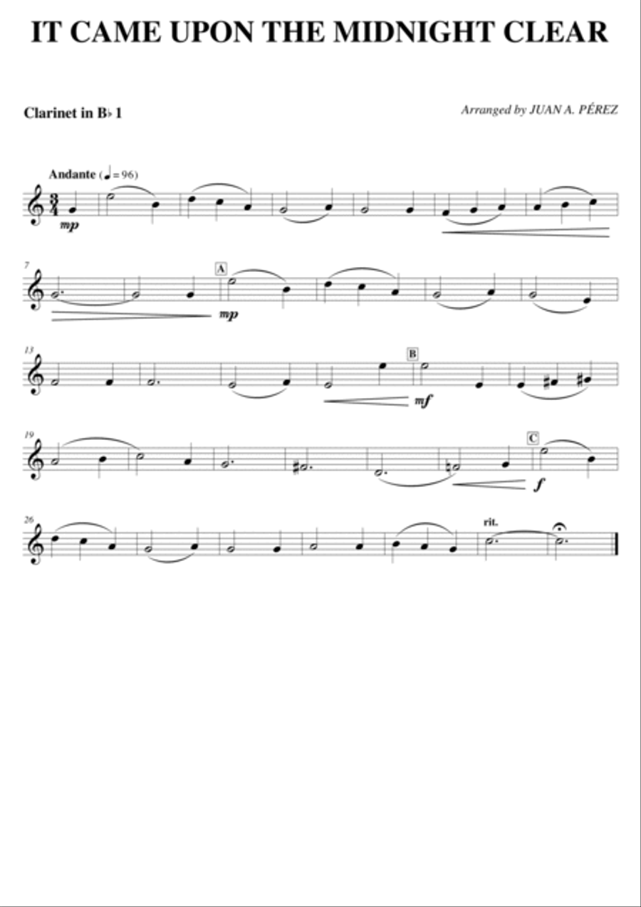 It Came Upon A Midnight Clear - Clarinet Quartet Clarinet Quartet scores gallery preview page 4