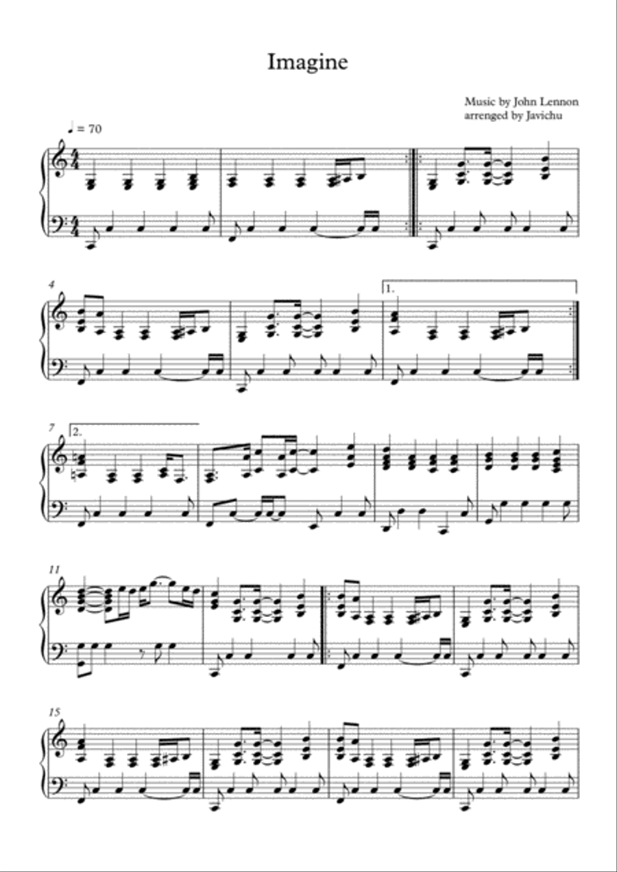 Imagine Piano Solo scores gallery preview page 1