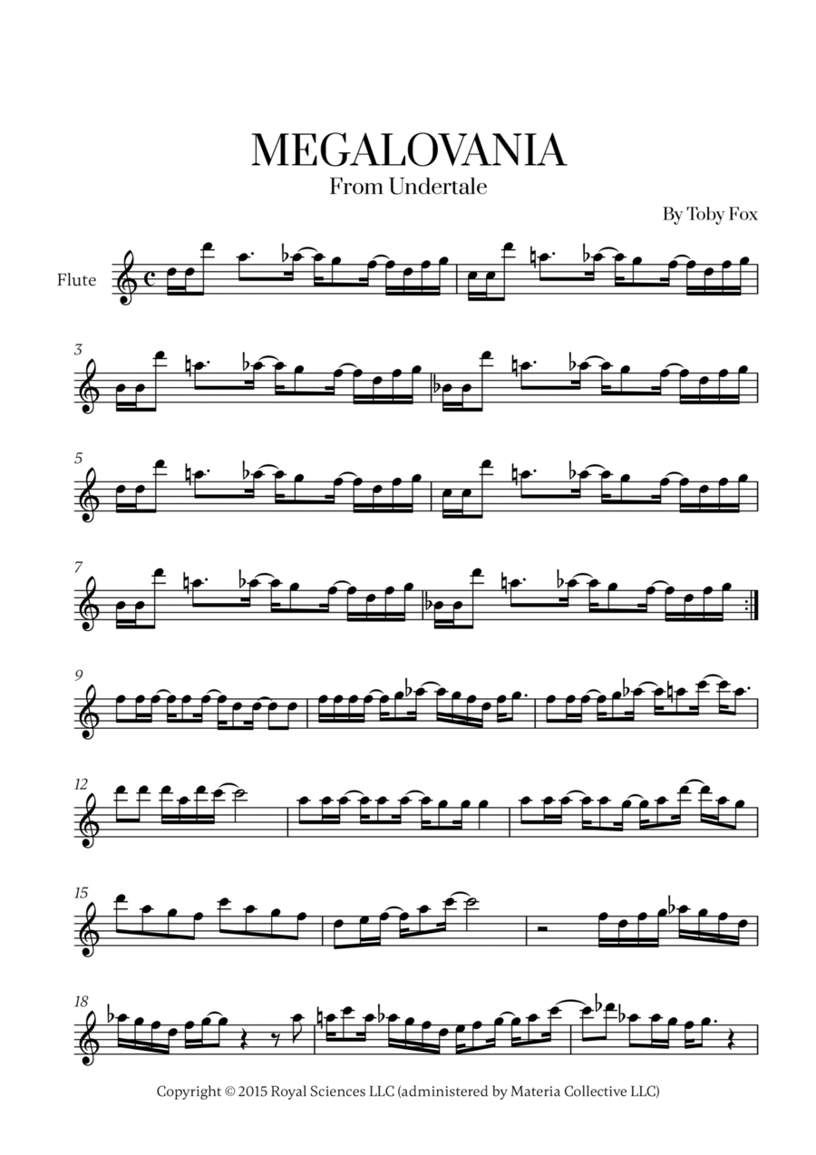 Megalovania Flute Solo scores gallery preview page 1