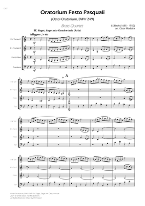 Saget, Saget mir Geschwinde, BWV 249 - Brass Quartet (Full Score) - Score Only